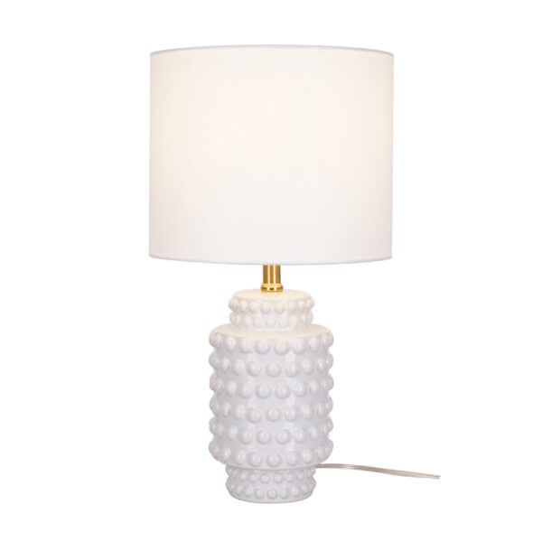 My Texas House Hob-Nail Ceramic Table Lamp - White, Brass - Image 6