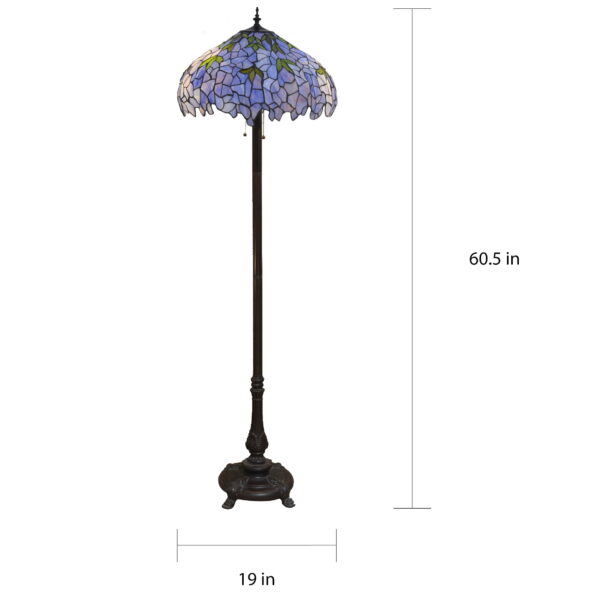 Warehouse of Tiffany Indigo 2-Light Tiffany-style Floor Lamp with Glass Glass Blue Patterned Shade - Image 4
