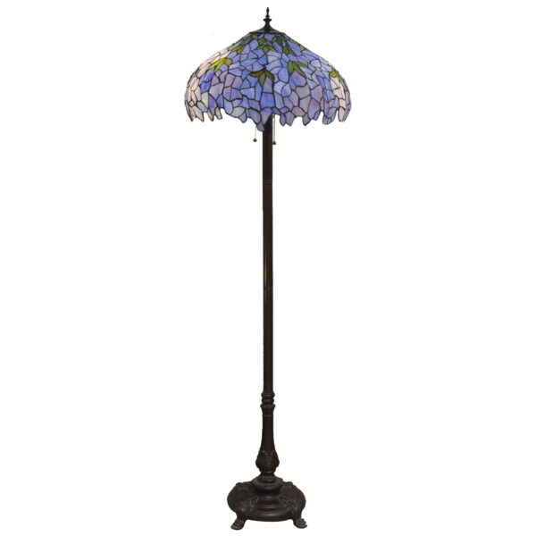 Warehouse of Tiffany Indigo 2-Light Tiffany-style Floor Lamp with Glass Glass Blue Patterned Shade - Image 3