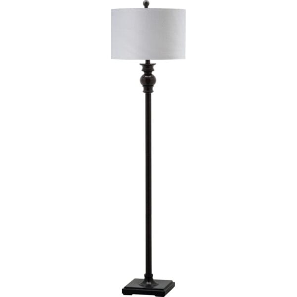 Safavieh Alphie 61 in. H Solid Floor Lamp, Ebony/Off-White Shade - Image 3