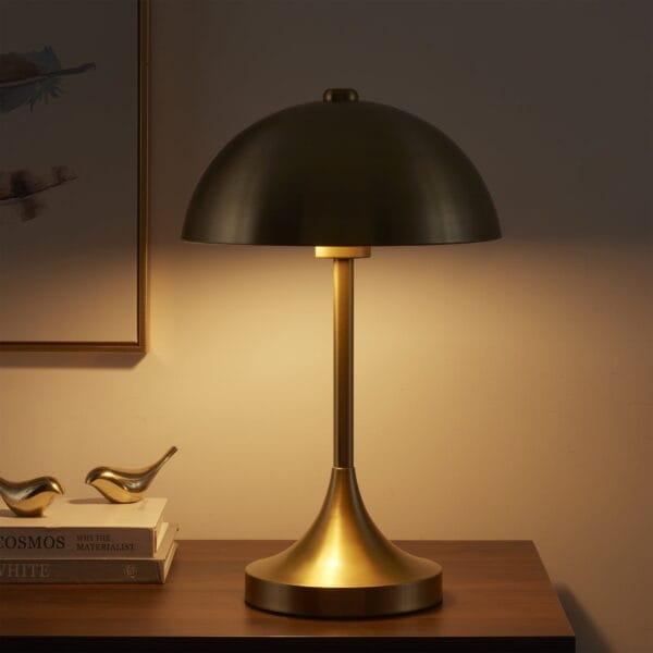 Better Homes & Gardens 18" Modern Dome Touch On/Off Table Lamp, Brass - Image 6