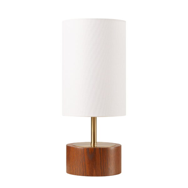 Better Homes & Gardens 16.25" Walnut and Brushed Brass Finish Woodgrain Touch Table Lamp - Image 3