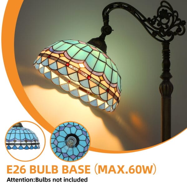 Uforic Tiffany Floor Lamp with Stained Glass Shade, Flexible Gooseneck and Foot Switch for Bedroom (Bulb Excluded) - Image 4