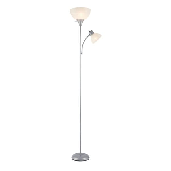 Globe Electric Delilah 72" Silver Torchiere Floor Lamp with Reading Light - Image 3