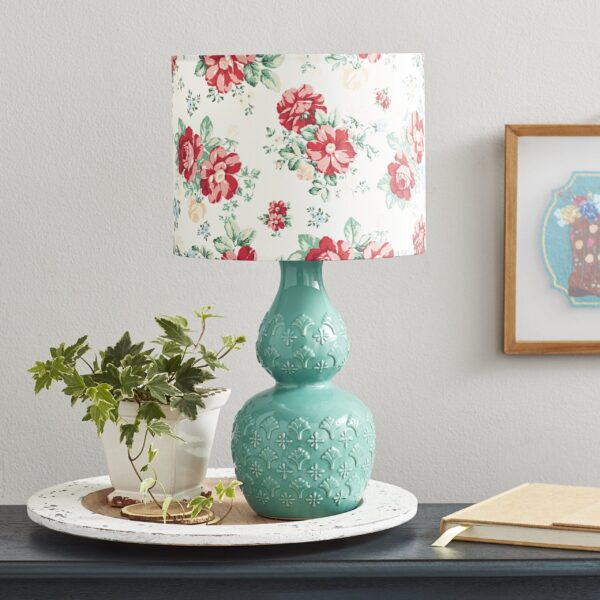 The Pioneer Woman Vintage Floral Table Lamp, Green Finish - Image 4