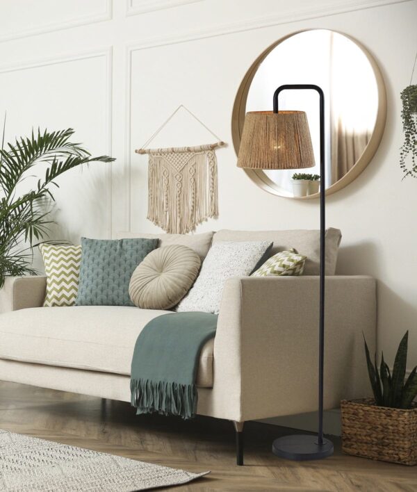 Mainstays Black Metal Floor Lamp with Rope Shade, Transitional Styling, Ideal for Office and Dorms, New - Image 2