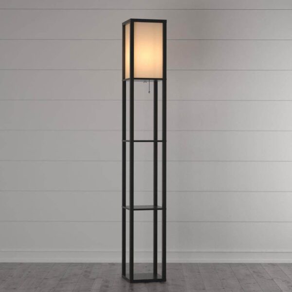 Adesso Titan 72" Modern Column Standing Floor Lamp with 3 Storage Shelves, Black - Image 4