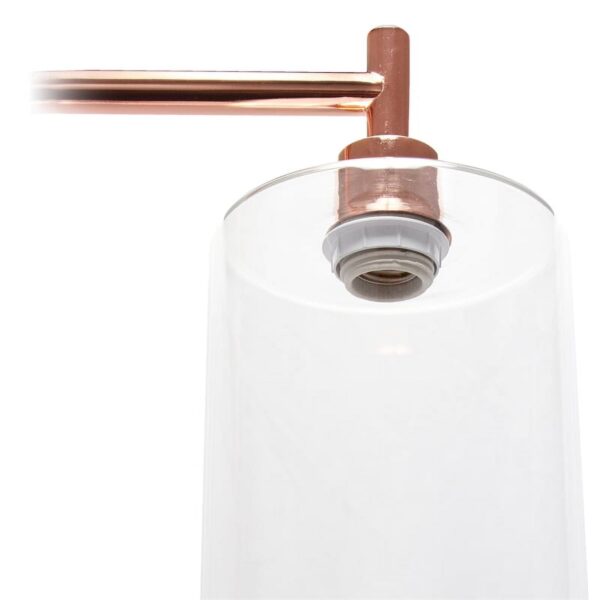 Simple Designs Modern Iron Lantern Floor Lamp with Glass Shade, Rose Gold - Image 6
