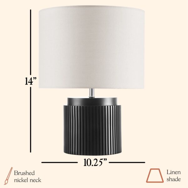 Beautiful by Drew Barrymore 14" Black Faux Ribbed Wood Table Lamps - Image 4