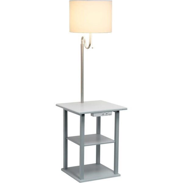 Simple Designs 57" Modern 2 Tier Floor Lamp with 2x USB 1x Outlet - Gray - Image 2