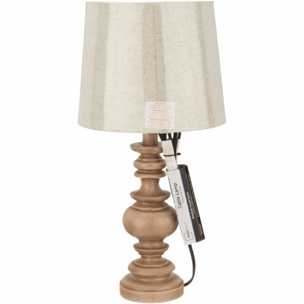 Mainstays 18.5" Traditional Washed Wood Table Lamp, Linen Shade - Image 4