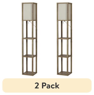 (2 pack) Better Homes & Gardens 62.25" Modern Pull Chain Weathered Floor Lamp with Natural Square Shade