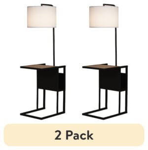 (2 pack) Better Homes & Gardens Brand Matte Black Floor Lamp with Magazine Rack