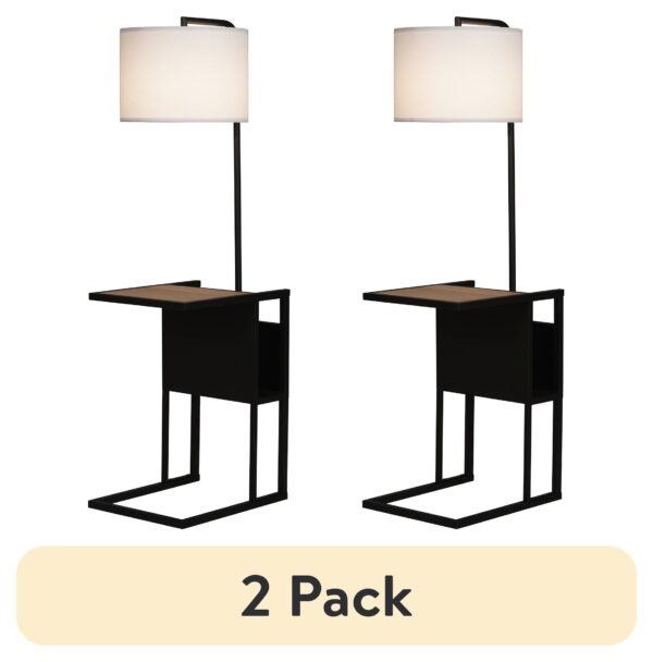 (2 pack) Better Homes & Gardens Brand Matte Black Floor Lamp with Magazine Rack