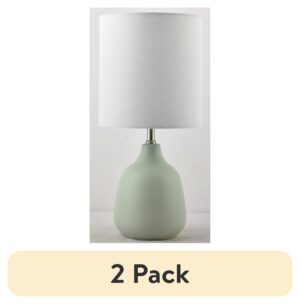 (2 pack) Mainstays 16" Sage Ceramic Table Lamp with White Linen Shade