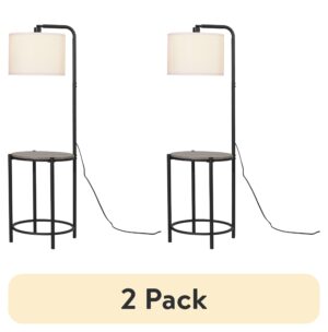 (2 pack) Mainstays 54-inch Mid-Century Style Floor Lamp, with Faux Wood Finished Table