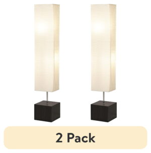 (2 pack) Mainstays 58" Modern White Rice Paper Floor Lamp with Dark Wood Finish Base