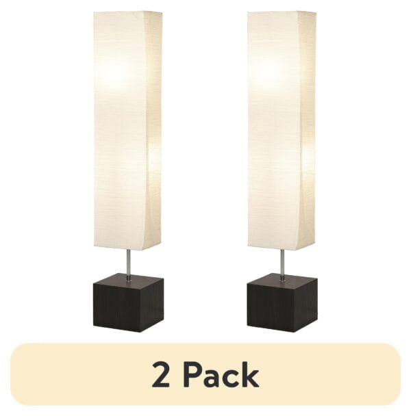 (2 pack) Mainstays 58" Modern White Rice Paper Floor Lamp with Dark Wood Finish Base