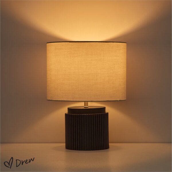 Beautiful by Drew Barrymore 14" Black Faux Ribbed Wood Table Lamps - Image 2