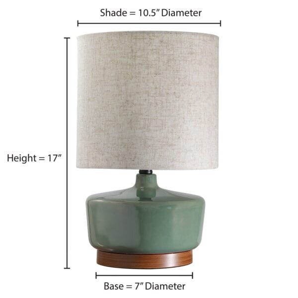Better Homes & Gardens 17" Tall Modern Mid-Century Ceramic Table Lamp with Wood Base - Image 3
