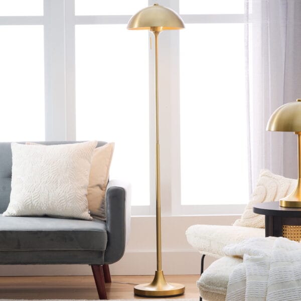 Better Homes & Gardens 62" Modern Pull-chain Brass Floor Lamp with Brass Dome - Image 4