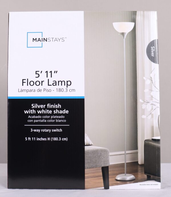 (2 pack) Mainstays 71" Silver Floor Lamp, Modern Design - Image 5