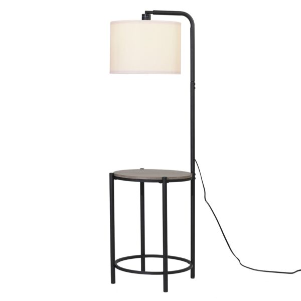 (2 pack) Mainstays 54-inch Mid-Century Style Floor Lamp, with Faux Wood Finished Table - Image 2
