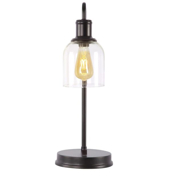 Better Homes & Gardens 20.5 in Height Bronze Metal Desk Lamp with Glass shade and USB Port, Classic Design - Image 3
