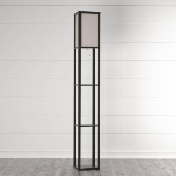 Adesso Titan 72" Modern Column Standing Floor Lamp with 3 Storage Shelves, Black - Image 2