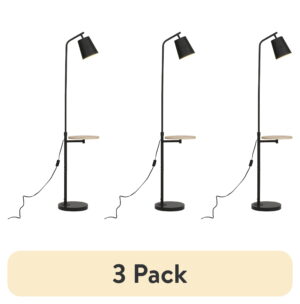 (3 pack) Mainstays 65" Modern Adjustable Head Matte Black Floor Lamp with Black Conical