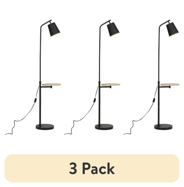 (3 pack) Mainstays 65" Modern Adjustable Head Matte Black Floor Lamp with Black Conical