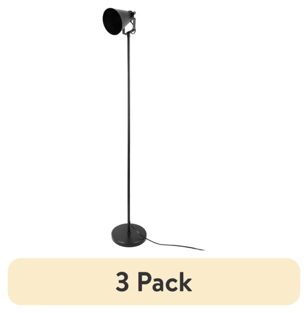 (3 pack) Mainstays Modern 64" Floor Lamp with Adjustable Head, Teen & Twen & Adult, Black