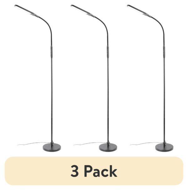 (3 pack) Mainstays Modern 71" LED Floor Lamp with 4 Brightness & 4 CCT Settings, Black, Teen & Twen & Adult