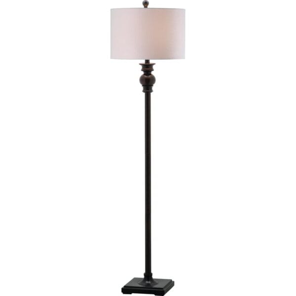 Safavieh Alphie 61 in. H Solid Floor Lamp, Ebony/Off-White Shade - Image 4
