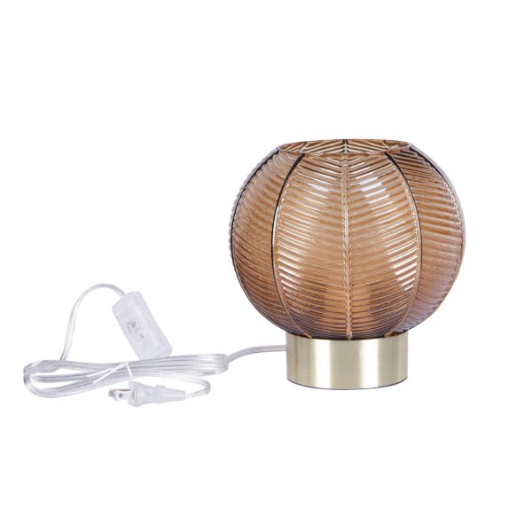 Beautiful by Drew Barrymore 8" Gold Base Table Lamp with Ribbed Glass Shade - Image 4