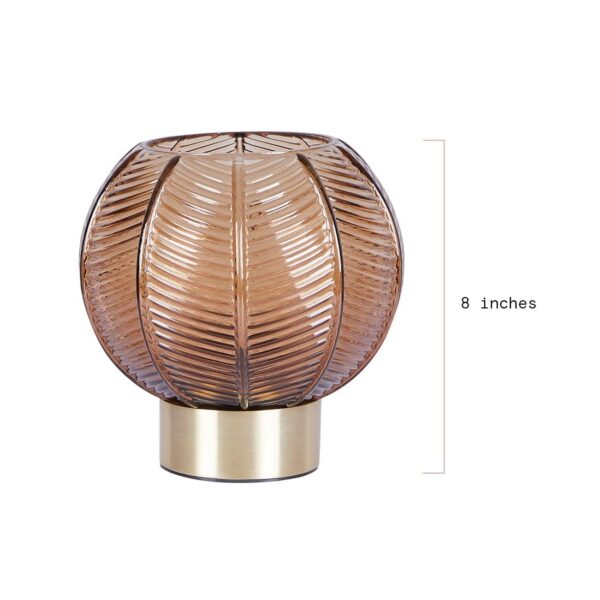 Beautiful by Drew Barrymore 8" Gold Base Table Lamp with Ribbed Glass Shade - Image 3