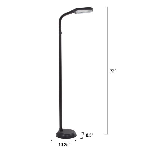 Lavish Home 73-inch Natural Sunlight Floor Lamp with Bendable Neck (Black) - Image 2