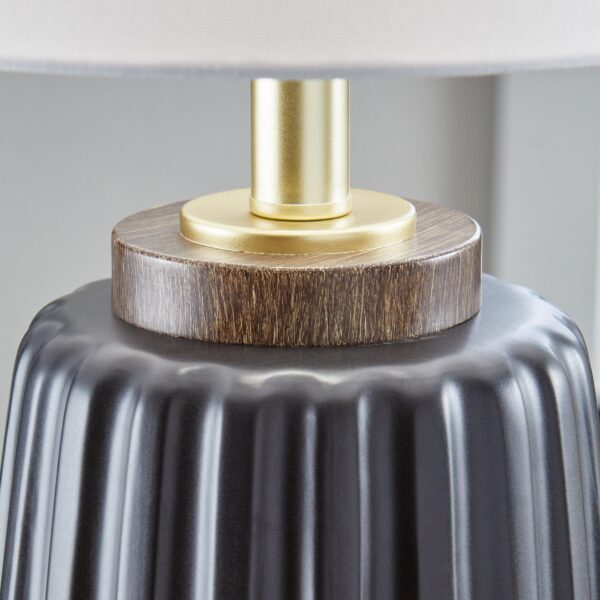 Better Homes & Gardens 24" Black Ribbed Ceramic & Wood Table Lamp - Image 4
