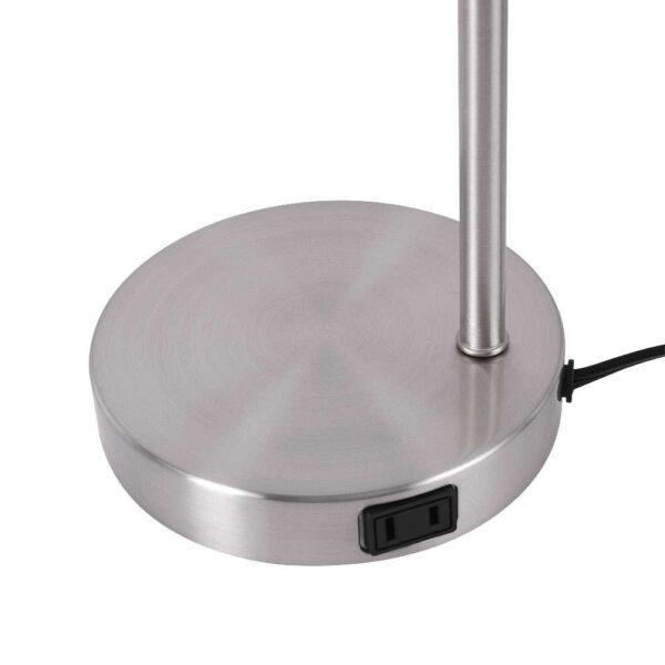 Modern Better Homes & Gardens Brushed Nickel Desk Lamp with Fabric Shade and AC Outlet, All Ages - Image 5