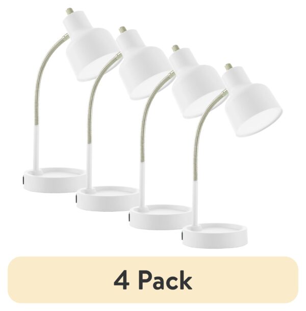 (4 pack) Mainstays 17" LED Catch-All Base & AC Outlet Adjustable Flexible Desk Lamp