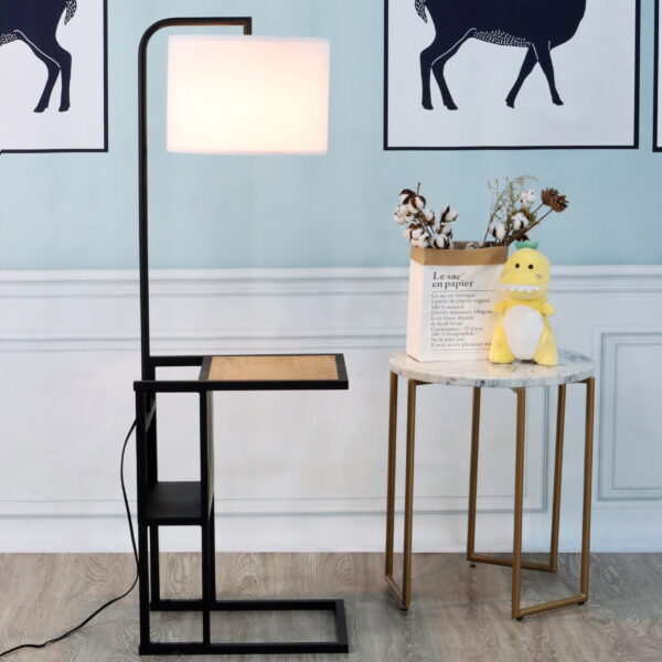 (2 pack) Better Homes & Gardens Brand Matte Black Floor Lamp with Magazine Rack - Image 4