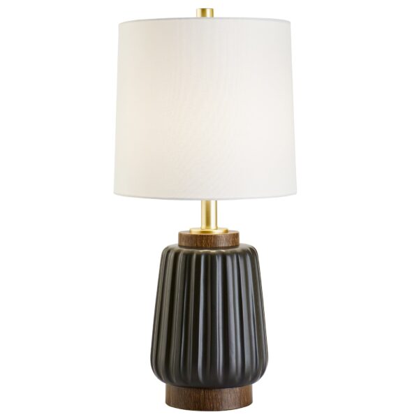 Better Homes & Gardens 24" Black Ribbed Ceramic & Wood Table Lamp - Image 5