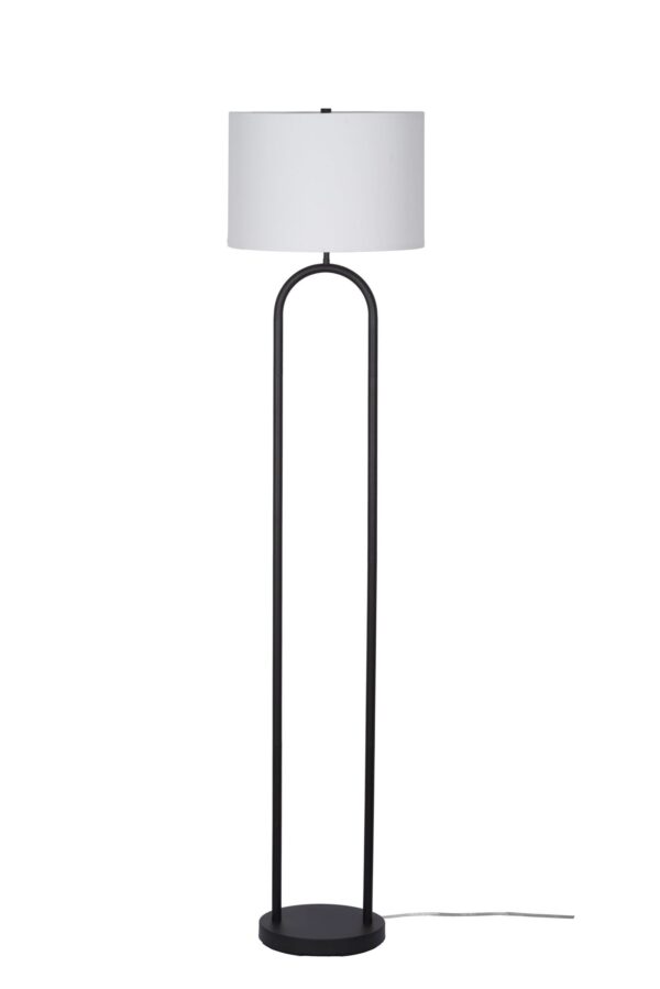 (4 pack) Mainstays 64" Dual Pole Arch Metal Floor Lamp, Black Finish with White Fabric Drum Shade - Image 2