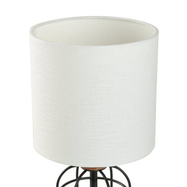 (2 pack) Mainstays Black Metal Cage Table Lamp with Wood Accents and Drum Shade, 17" - Image 5