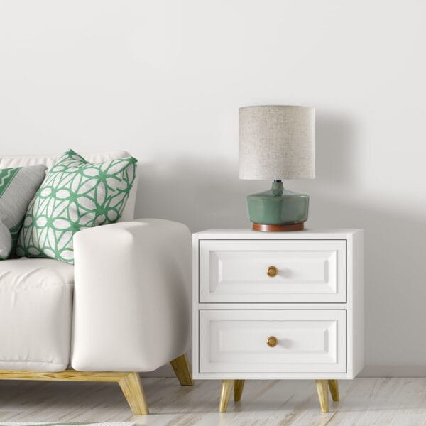 Better Homes & Gardens 17" Tall Modern Mid-Century Ceramic Table Lamp with Wood Base - Image 2