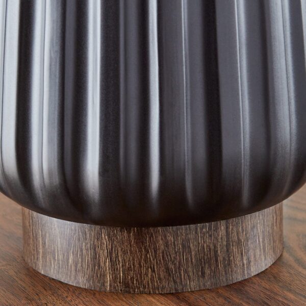 Better Homes & Gardens 24" Black Ribbed Ceramic & Wood Table Lamp - Image 3
