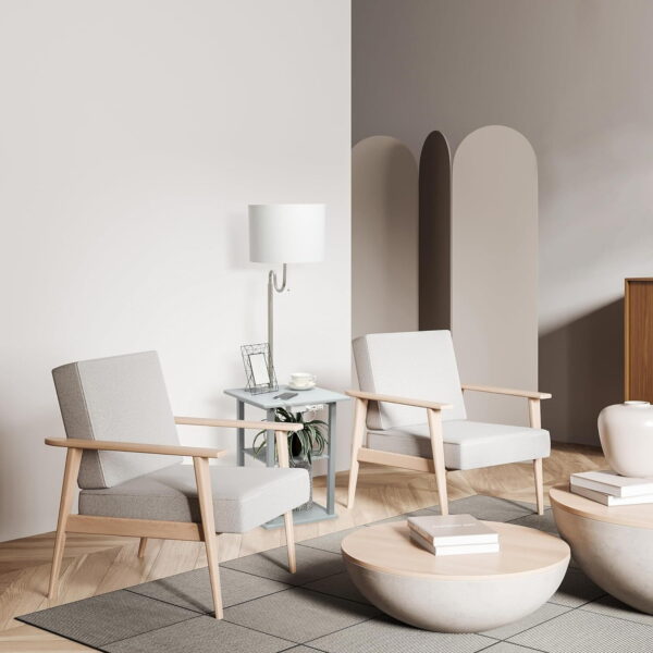 Simple Designs 57" Modern 2 Tier Floor Lamp with 2x USB 1x Outlet - Gray - Image 3