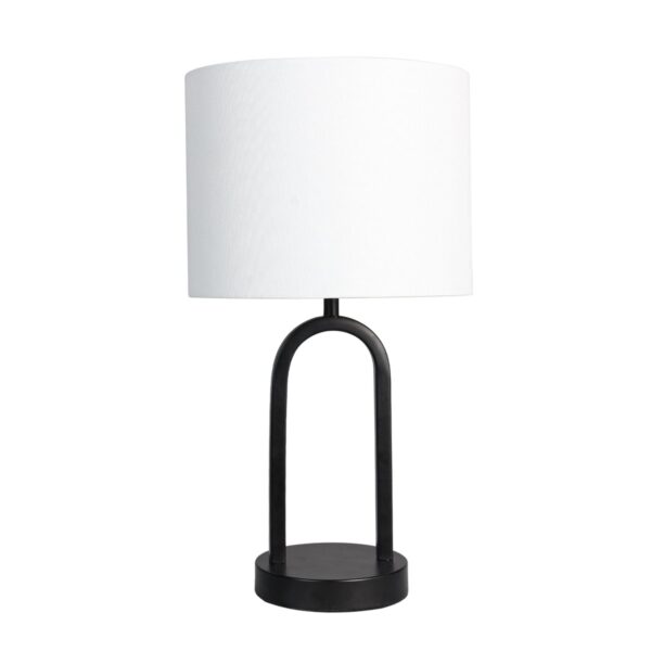 (3 pack) Mainstays 16.75"H Metal Black Arch Table Lamp with White Fabric Lamp Shade - Image 2