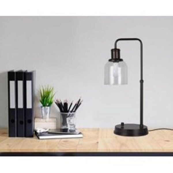 Better Homes & Gardens 20.5 in Height Bronze Metal Desk Lamp with Glass shade and USB Port, Classic Design - Image 6