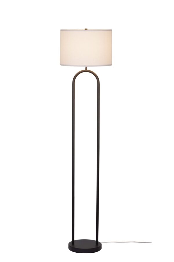 (4 pack) Mainstays 64" Dual Pole Arch Metal Floor Lamp, Black Finish with White Fabric Drum Shade - Image 3